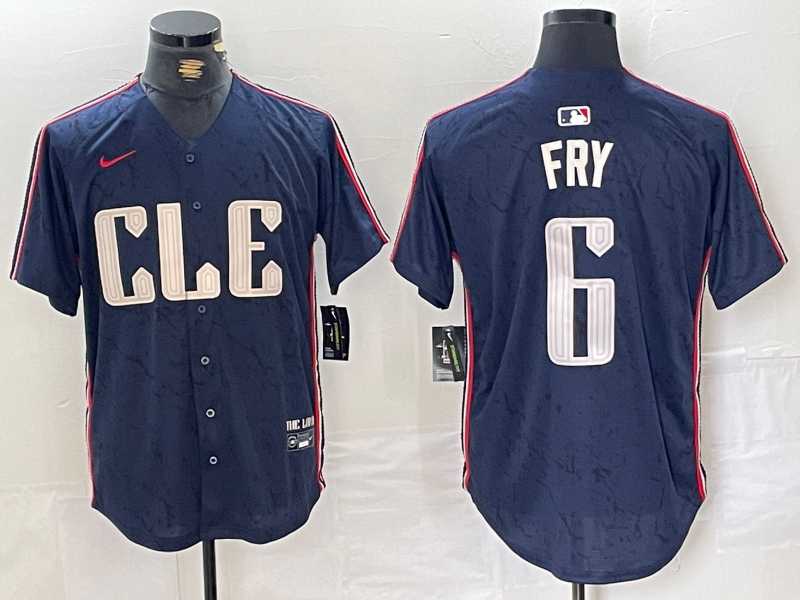 Men%27s Cleveland Guardians #6 David Fry Navy 2024 City Connect Limited Stitched Jersey